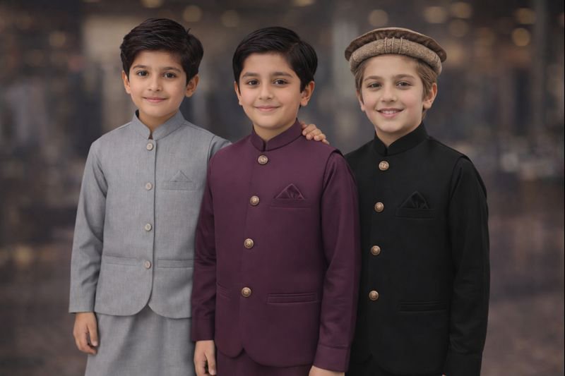 Fashion Passion kids shalwar kurta and waistcoat sets Pakistan