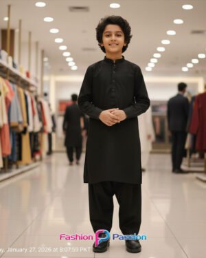Kids Shalwar Kurta Black for boys – traditional outfit by Fashion Passion