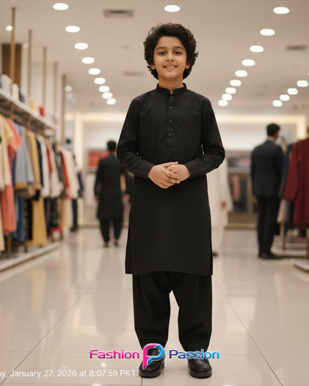 Kids Shalwar Kurta Black for boys β traditional outfit by Fashion Passion