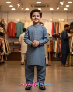 Kids Shalwar Kurta Silver Gray for boys – traditional outfit by Fashion Passion