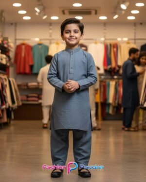 Kids Shalwar Kurta Silver Gray for boys – traditional outfit by Fashion Passion