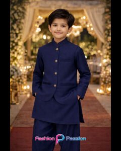 Kids Waistcoat Set Navy Blue – 3 Piece Traditional Suit