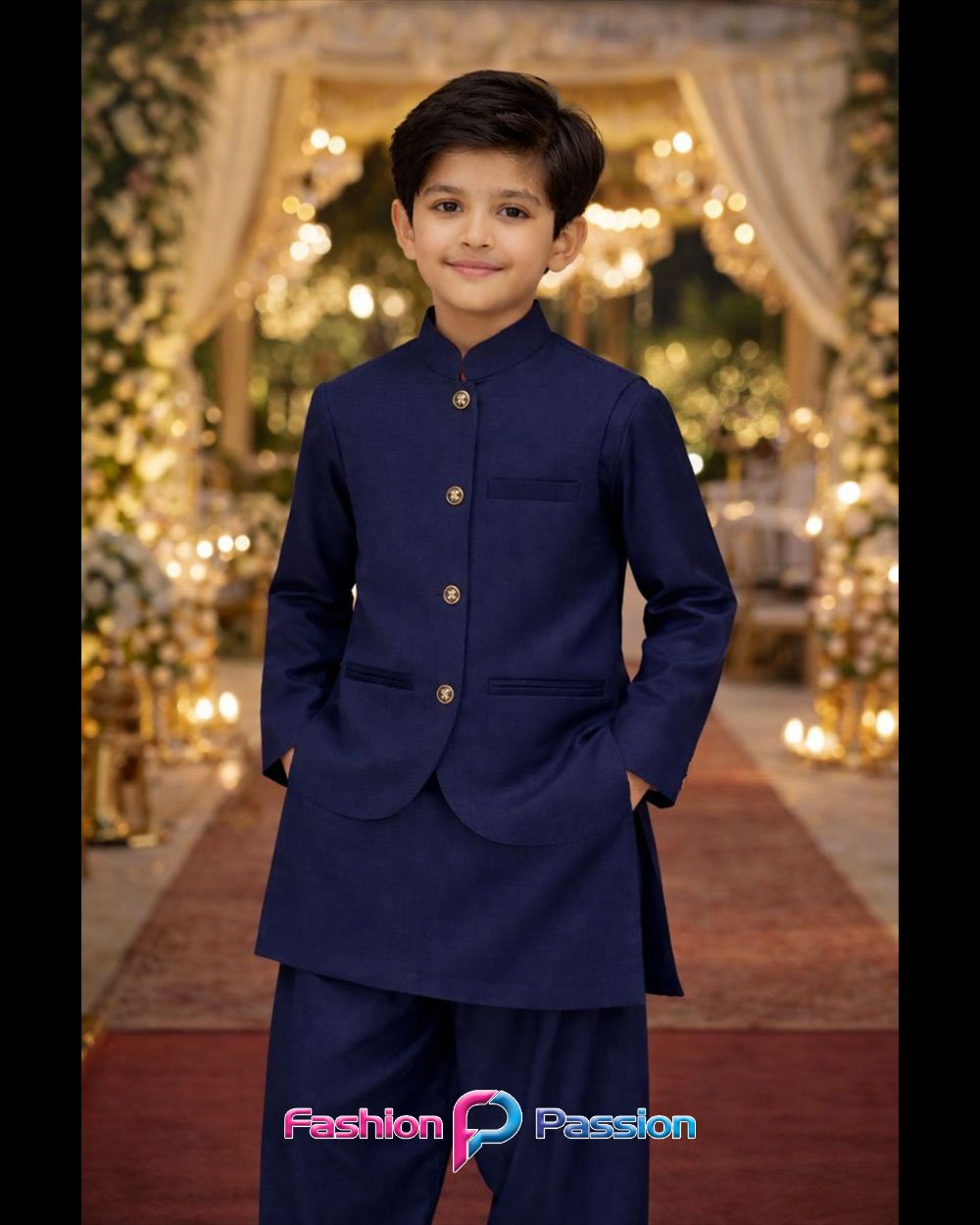 Kids Waistcoat Set Navy Blue – 3 Piece Traditional Suit