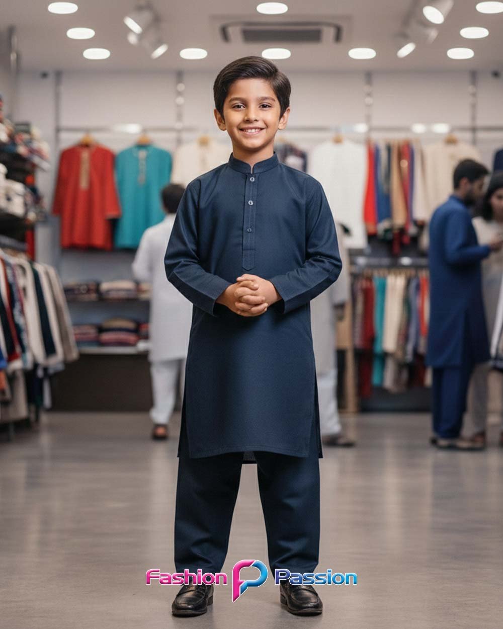 Kids Shalwar Kurta Navy Blue for boys β traditional outfit by Fashion Passion