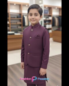 Kids waistcoat set purple set for boys – by Fashion Passion