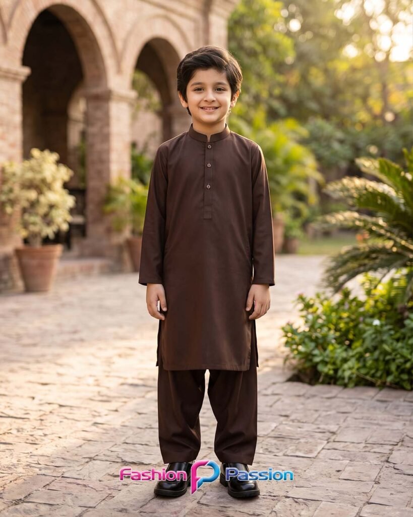 Chocolate Brown Kids Shalwar Kurta – Premium Traditional Boys Outfit | Fashion Passion